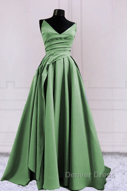 Sexy Ruched V Neck Split Satin Long Dresses Secondary image