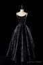 Sexy Satin Spaghetti Strap Black Wedding Gowns A Line Prom Dress