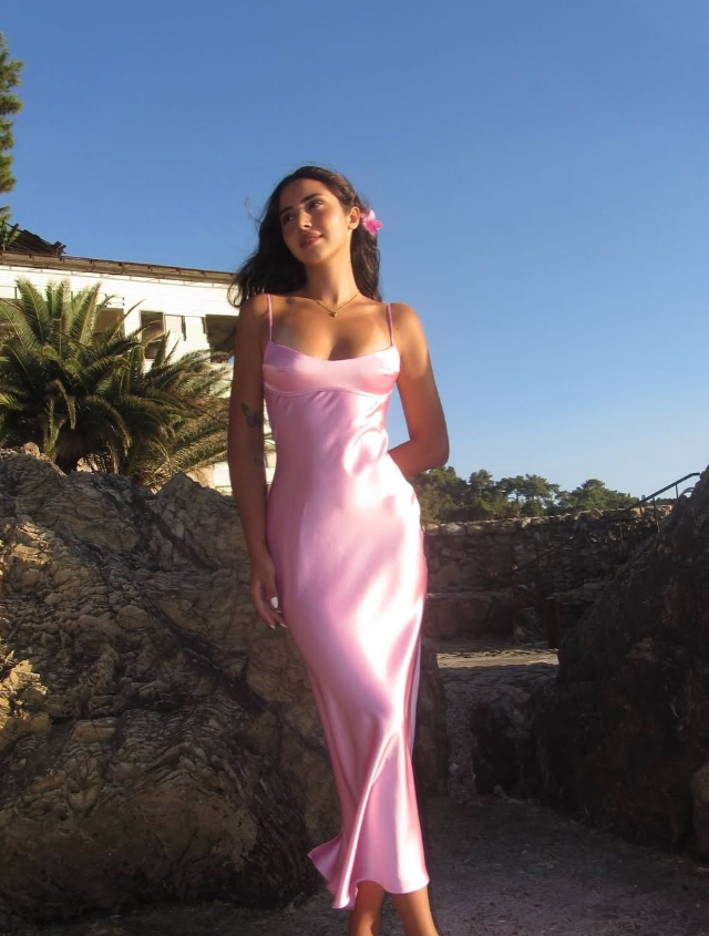 Pink Spaghetti Strap Long Prom Dresses