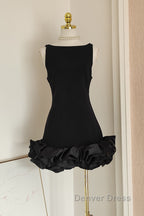 Sexy Sheath Black Satin Holiday Dresses Travel Vacation Dresses Short Birthday Dresses