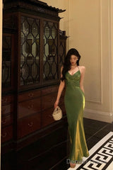 Sexy Sheath Halter Green Satin Date Night Dress Prom Dresses Birthday Outfits