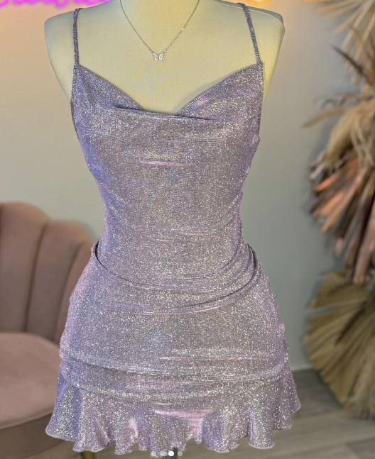 Sexy Sheath Halter Sequin Tight Grape Prom Homecoming Dress 8Th Grad Dance Graduation Dress Short Birthday Outfits Hoco Dresses Secondary image