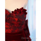 Sexy Sheath Long Senior Burgundy Velvet Prom Dresses Formal Dresses