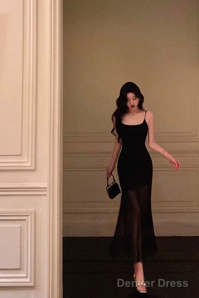 Sexy Sheath Mermaid Black Pleated Prom Dresses Birthday Outfits Evening Gown Main image