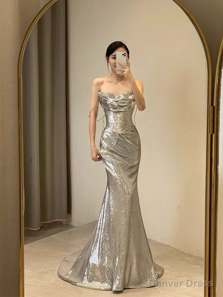 Sexy Mermaid Sequin Long Prom Dress Birthday Outfits Main image