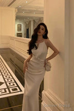 Sexy Sheath Scoop Neckline White Ankle Length Prom Dress Birthday Dresses