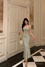 Sexy Sheath Spaghetti Straps Green Prom Dresses Birthday Outfits Prom Gowns