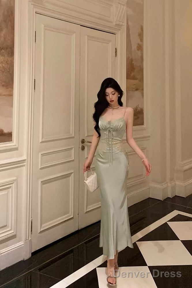 Sexy Sheath Spaghetti Straps Green Prom Dresses Birthday Outfits Prom Gowns