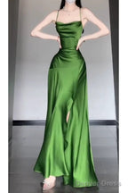 Sexy Sheath Spaghetti Straps Green Satin Beach Dress WomenS Vacation Dresses