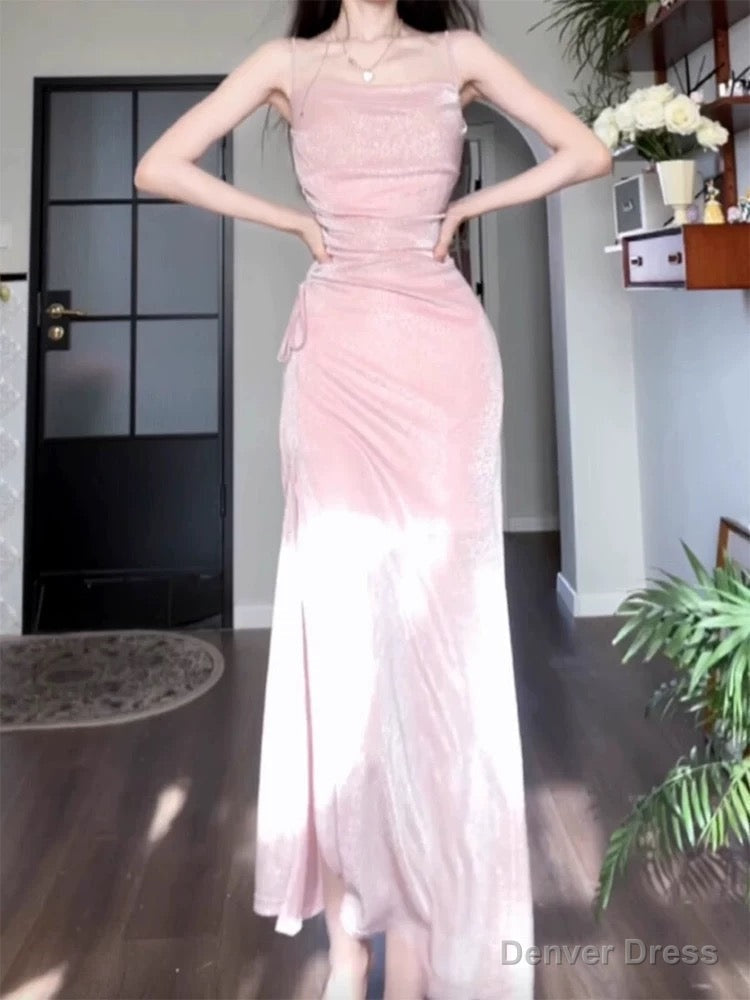 Sexy Sheath Spaghetti Straps Pink Sequin Prom Dress Birthday Outfits Secondary image