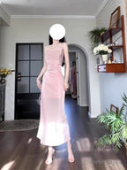 Sexy Sheath Spaghetti Straps Pink Sequin Prom Dress Birthday Outfits