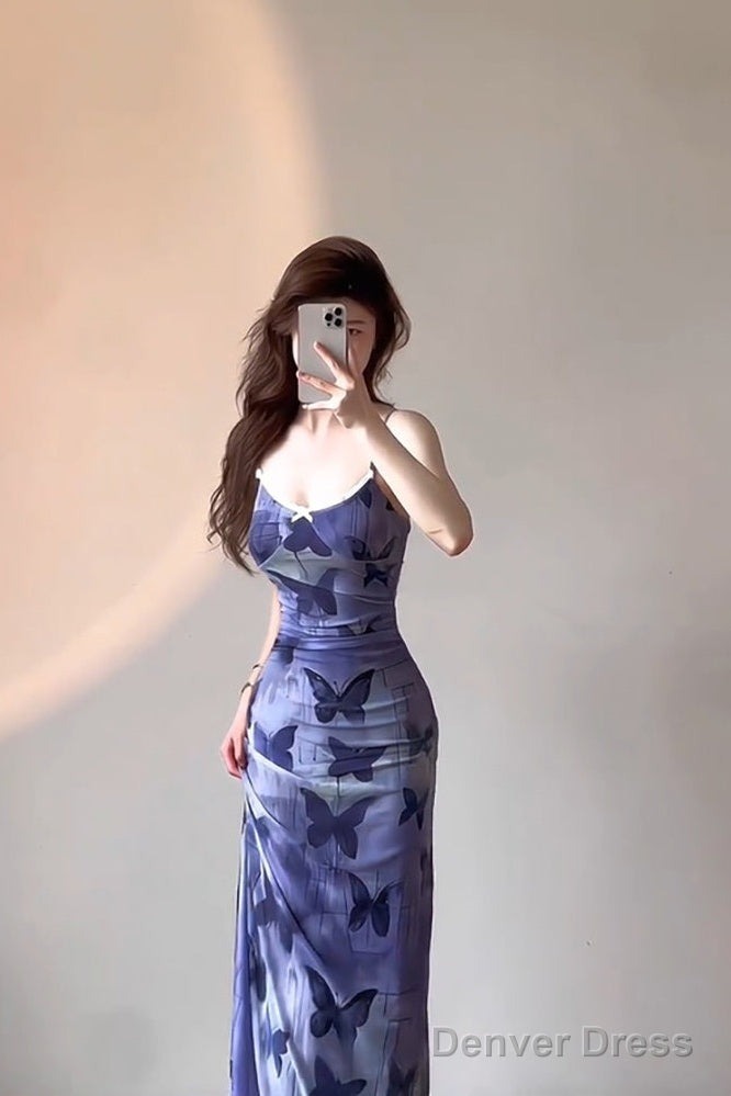 Sexy Sheath Spaghetti Straps WomenS Beach Dress Vacation Dress Birthday Dresses With Butterfly