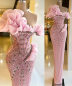 Sexy Sheath Strapless Pink Long Prom Dress With Beads