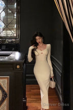 Sexy Sheath Strapless White Long Sleeves Prom Dresses Birthday Outfits Prom Gowns