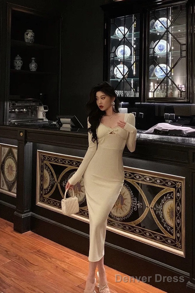 Sexy Sheath Strapless White Long Sleeves Prom Dresses Birthday Outfits Evening Gown Main image