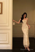 Sexy Sheath Straps Floral Satin Prom Dresses Birthday Outfits Prom Gowns