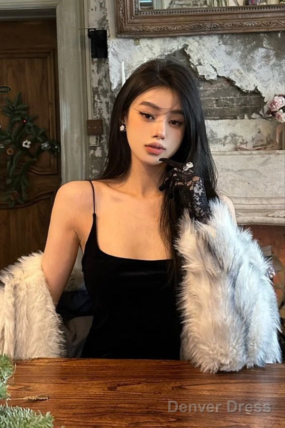 Sexy Sheath Straps Long Black Prom Dresses Secondary image