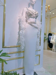 Sexy Sheath Straps White Prom Dresses 21Th Birthday Outfit