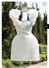 Sexy Sheath Straps White Sequin Homecoming Dress 16Th Birthday Outfits