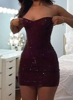 Sexy Sheath Sweetheart Burgundy Sequin Short Summer Birthday Dress Hoco Dress Birthday Outfit 18Th Birthday Mini Prom Dresses