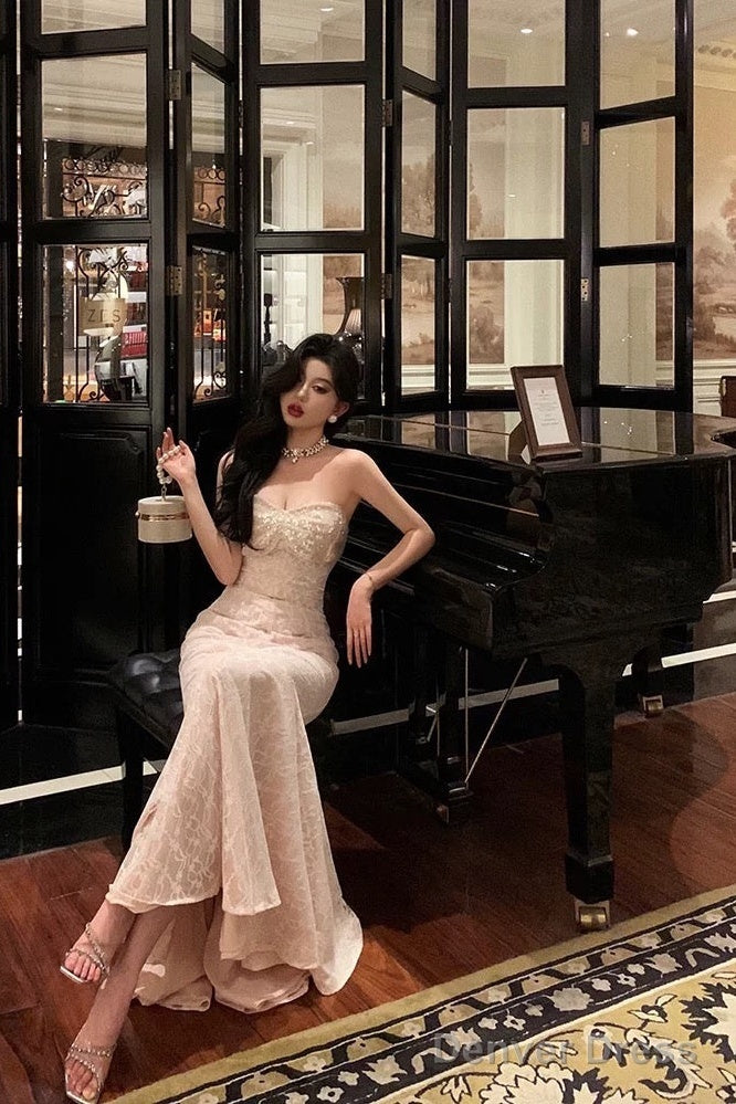 Sexy Sheath Sweetheart Sequin Lace Long Prom Dresses Evening Dress