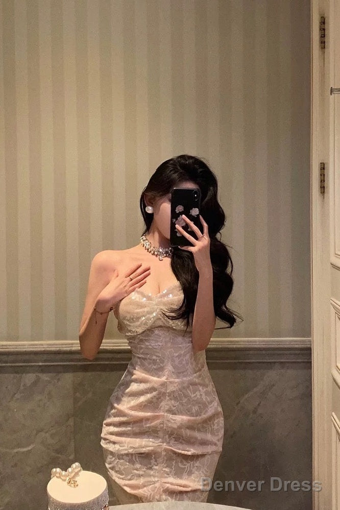 Sexy Sheath Sweetheart Sequin Lace Long Prom Dresses Evening Dress