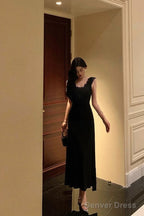 Sexy Sheath V Neckline Black Long Prom Dresses Birthday Outfits Prom Gowns