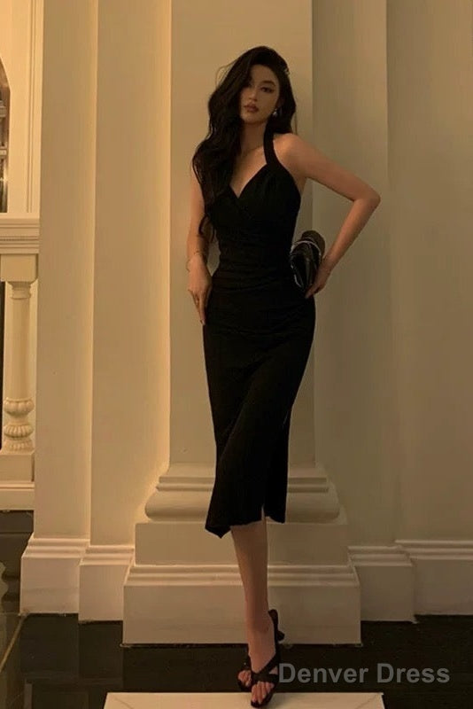 Sexy Sheath V Neckline Knee Length Black Prom Dresses Birthday Outfits Secondary image