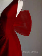 Sexy Sheath V Neckline Long Senior Red Prom Dresses Formal Dresses