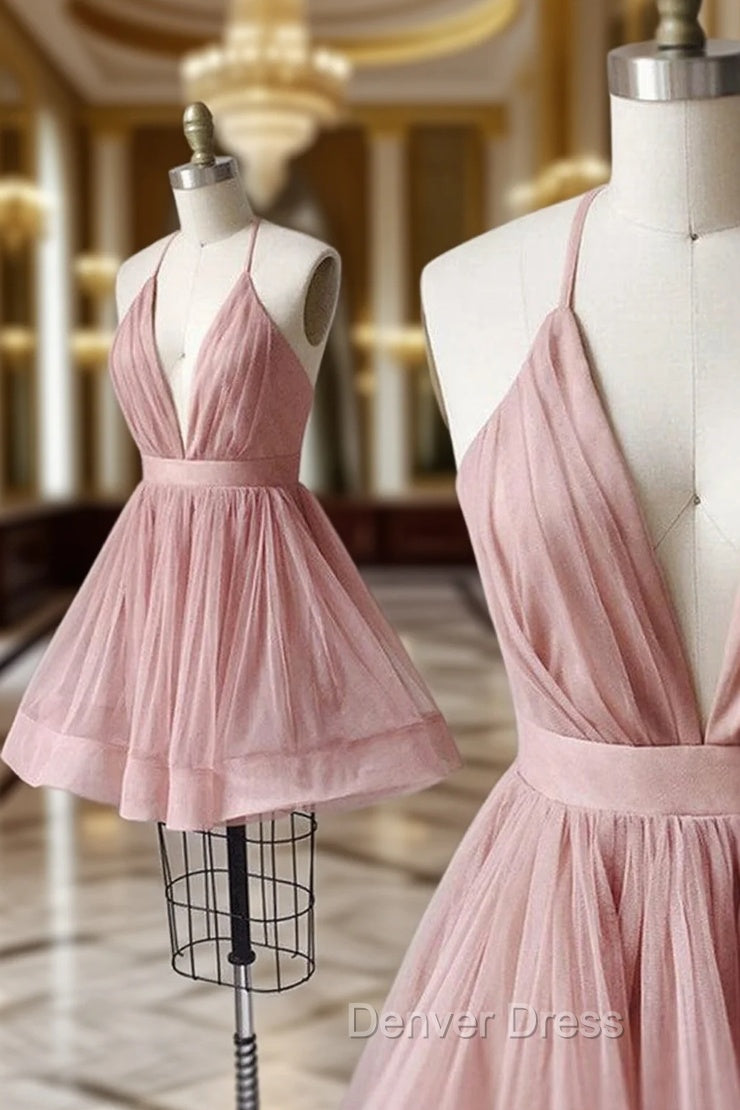 Sexy Short A-line Tulle Pleated Homecoming Dresses