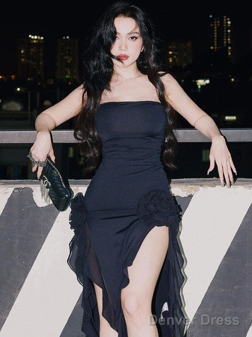 Sexy Strapless Black Prom Evening Dress Main image