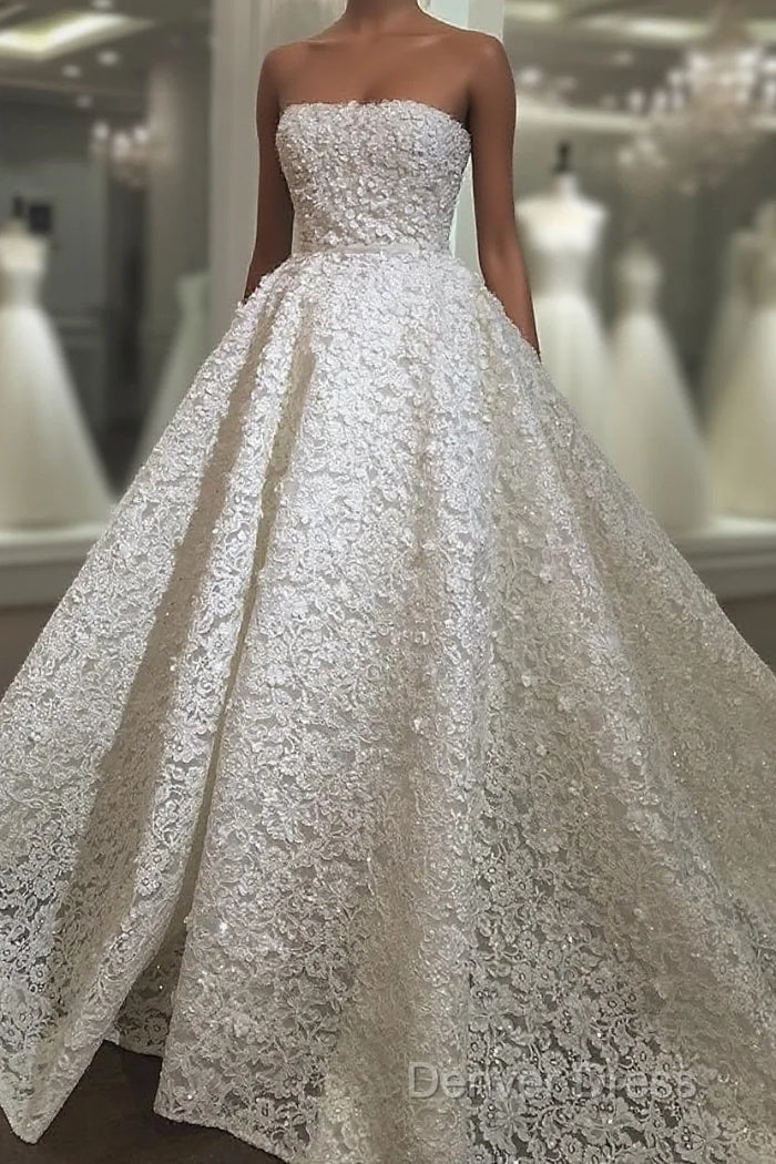 Sexy Strapless Lace Wedding Dresses Ball Gowns Main image