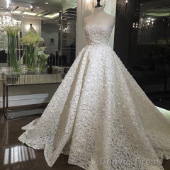 Sexy Strapless Lace Wedding Dresses Ball Gowns