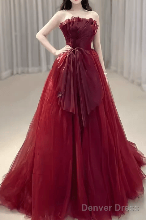 Sexy Strapless Red Party Dresses Long Prom Dresses Main image