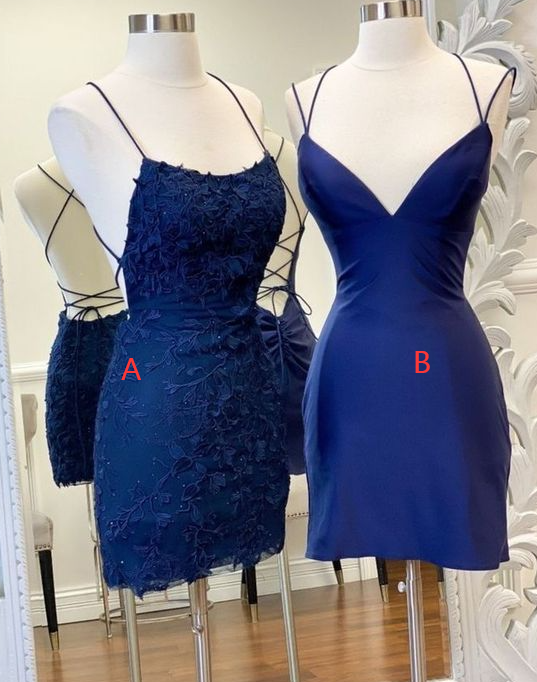 Sexy Straps Sheath Short Homecoming Dresses Lace Backless Main image