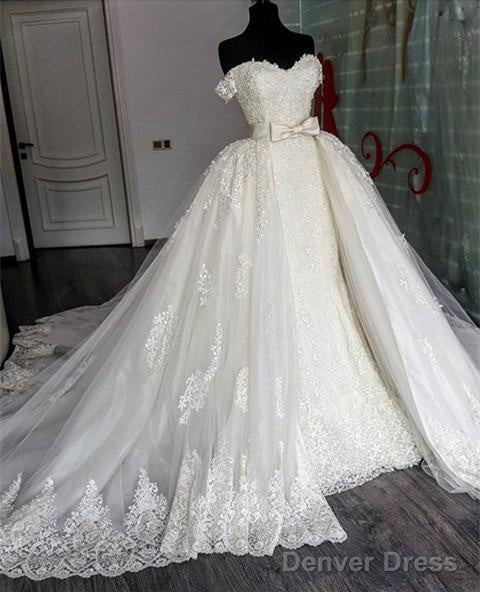 Sexy Sweetheart Lace Mermaid Wedding Dresses Removable Train Main image