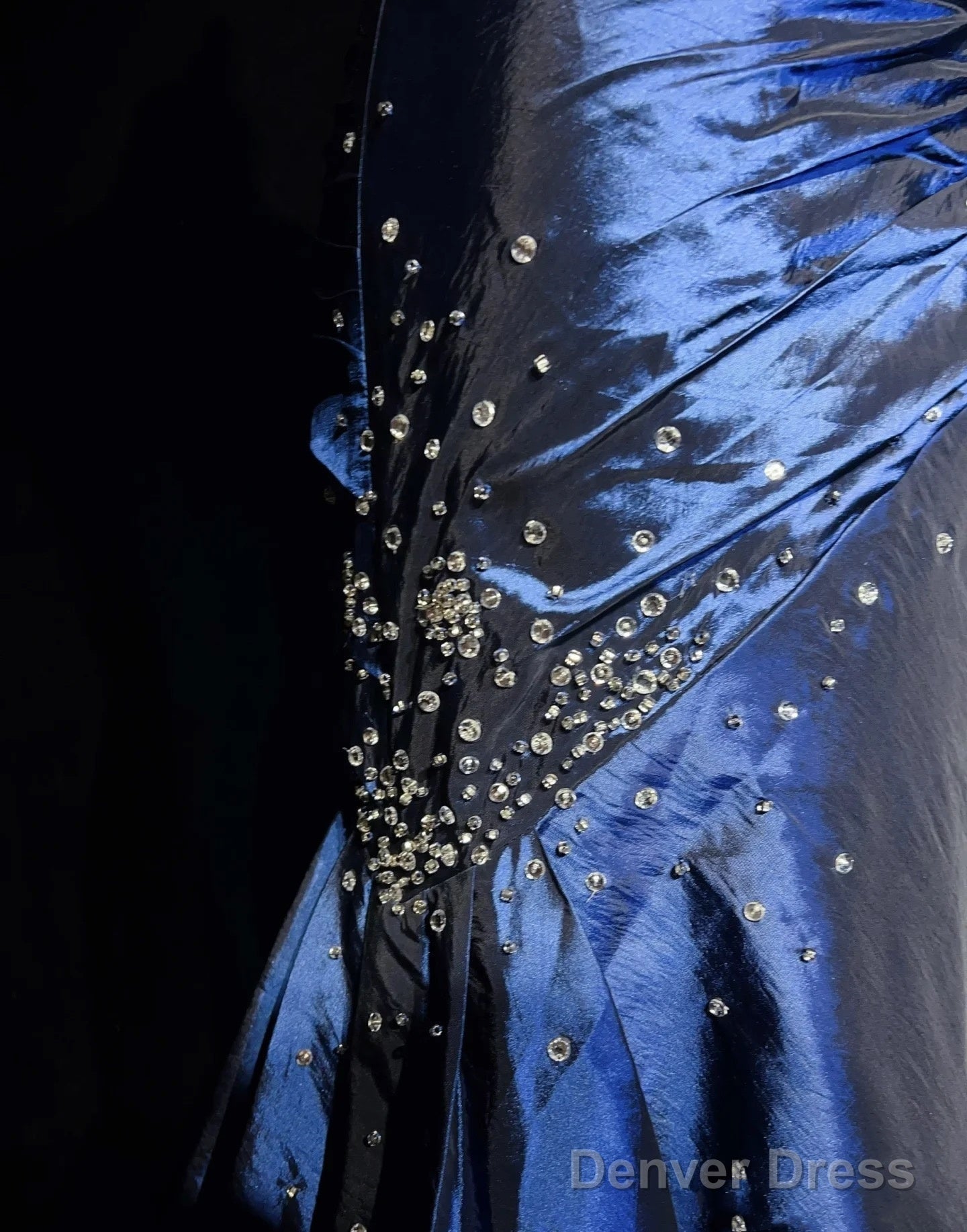 Sexy Sweetheart Sleeveless Mermaid Satin Long Navy Blue Prom Dresses