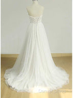 Sexy Sweetheat White Tulle Long Wedding Dresses,
