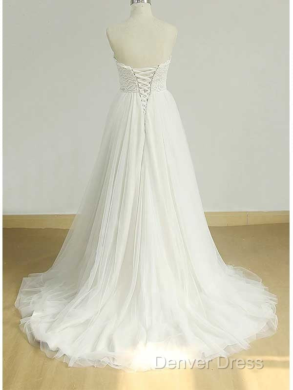 Sexy Sweetheat White Tulle Long Wedding Dresses,