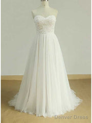 Sexy Sweetheat White Tulle Long Wedding Dress,