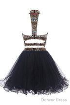 Sexy Two Pieces Backless Black Homecoming/Prom Dresses