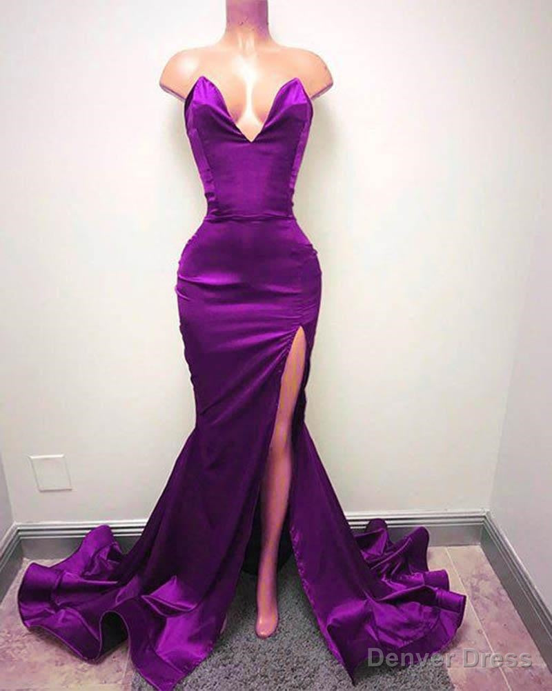 Sexy V Neck Chiffon Mermaid Prom Dresses Long With Split Burgundy
