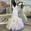 Sexy V Neck Organza Ruffles Mermaid Wedding Dresses Lace