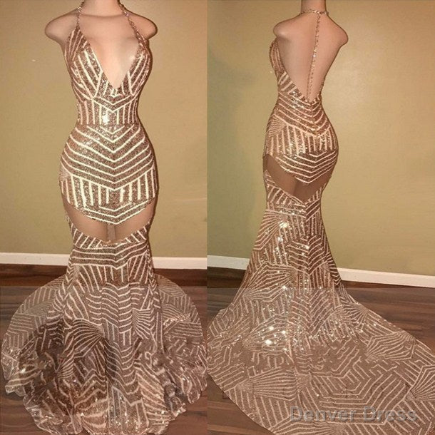 Sexy V Neck Sequins Mermaid Long Prom Dresses On Sale Secondary image