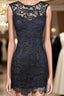 Sheath Bateau Backless Short Homecoming Navy Blue Lace Mother Of The Bride Dresses