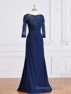 Sheath Column Bateau Floor Length Chiffon Mother of the Bride Dresses With Appliques Lace