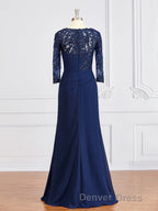 Sheath Column Bateau Floor Length Chiffon Mother of the Bride Dresses With Appliques Lace