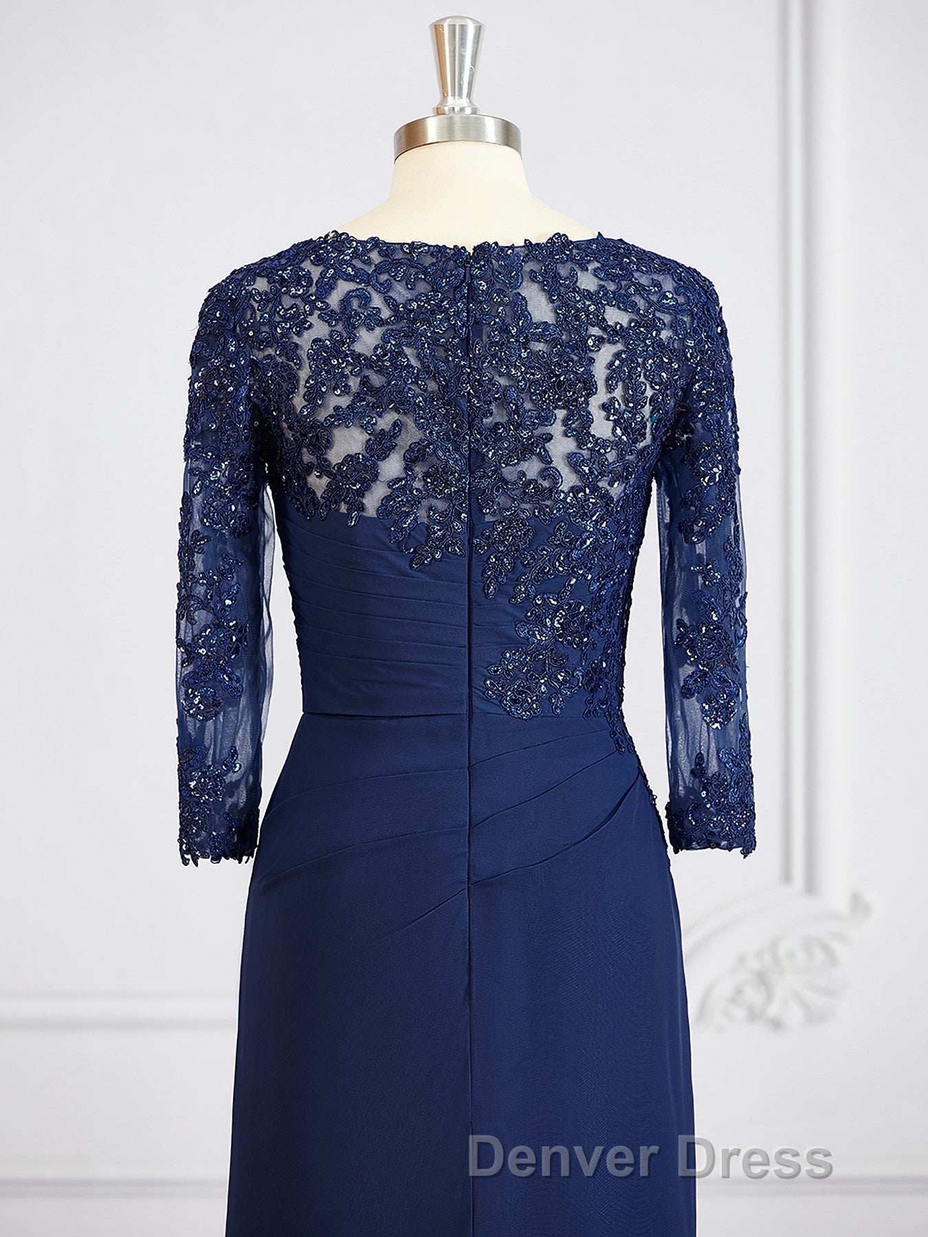 Sheath/Column Bateau Floor-Length Chiffon Mother of the Bride Dresses With Appliques Lace