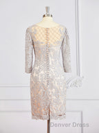 Sheath/Column Bateau Short/Mini Chiffon Mother of the Bride Dresses With Appliques Lace