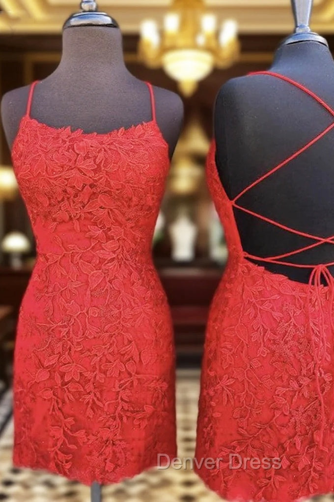 Sheath/Column Bateau Sleeveless Lace Short/Mini Homecoming Dresses With Beading Main image